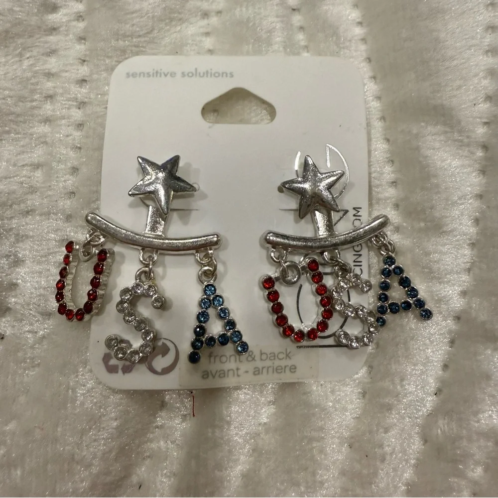 10 for $10 Silver Star USA Kids Earrings